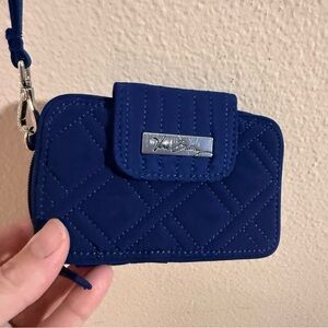 Vera Bradley Blue Quilted RFID Zip Wallet Wristlet Card Holder